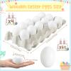 Beeveer 60 Pcs Unpainted Wooden Eggs, Sturdy Easter Eggs with Blank Natural Pulp Egg Cartons, Fake Eggs for Easter Egg Decorating, DIY Game, Kitchen Craft Adornment(White,Wood) view 2
