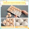 Beeveer 60 Pcs Unpainted Wooden Eggs, Sturdy Easter Eggs with Blank Natural Pulp Egg Cartons, Fake Eggs for Easter Egg Decorating, DIY Game, Kitchen Craft Adornment(White,Wood) view 3
