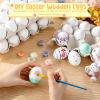 Beeveer 60 Pcs Unpainted Wooden Eggs, Sturdy Easter Eggs with Blank Natural Pulp Egg Cartons, Fake Eggs for Easter Egg Decorating, DIY Game, Kitchen Craft Adornment(White,Wood) view 4