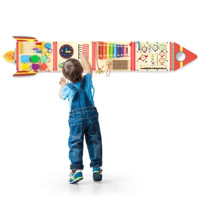Hdsahdok 5FT Large Wooden Activity Wall Busy Board, Montessori Sensory Wall Panel for Toddlers, 12 in 1 Learning Activitie Center,Gift for Kids 1-3 Year Olds, Playroom Toy for Boys and Girls