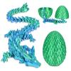 3D Printed Dragon Egg with Dragon Inside, Articulated Crystal Dragon Fidget Toy for Home Office Decor Executive Desk Toys, Easter Basket Stuffers for Adults and Kids (Laser Green, H:3.9 Inch) view 1