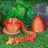 3D Printed Dragon Egg with Dragon Inside, Articulated Crystal Dragon Fidget Toy for Home Office Decor Executive Desk Toys, Easter Basket Stuffers for Adults and Kids (Laser Red, H:3.9 Inch) view 2