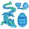 3D Printed Dragon Egg with Dragon Inside, Articulated Crystal Dragon Fidget Toy for Home Office Decor Executive Desk Toys, Easter Basket Stuffers for Adults and Kids (Ocean Blue, H:3.9 Inch) view 1