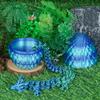 3D Printed Dragon Egg with Dragon Inside, Articulated Crystal Dragon Fidget Toy for Home Office Decor Executive Desk Toys, Easter Basket Stuffers for Adults and Kids (Ocean Blue, H:3.9 Inch) view 2