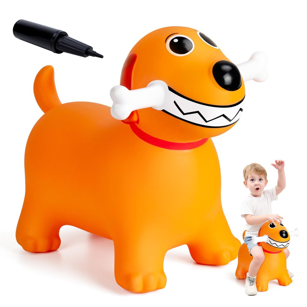 EVERICH TOY Bouncy Dog Horse Hopper for Toddlers, Bouncy Animals Jumping Horse, Inflatable Ride on Bouncer Hopping Toys Gifts for Boys Girls 18 Months 2 3 4 5 6 Years Old