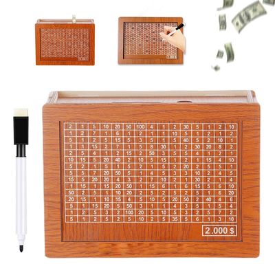 2025 New Cash Vault Wooden Savings Box, Wooden Cash Saver Money Box, Cash Saver Box, Coin Counter Piggy Bank, Money Box with Counter, Wooden Money Box with Money Target and Numbers (2000)