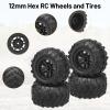 12mm Hex Hub RC Wheels and Tires, daitoku 1/16 RC Tires RC Car Wheels for SCY, MJX, WL, HBX 1/16 1/14 RC Cars view 4