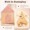 Adena Montessori Kids Play Tent with Calendar,Princess Playhouse for Girls,Toddler Children Indoor Outdoor Large Pink Tent Girl Castle Game,Includes Dates Weather Holidays Seasons,3-10 Year Baby Gift view 2