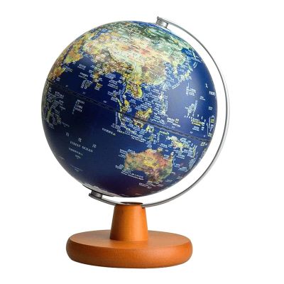 Geographic Globes 2 In 1 Illumination Globe With Wooden Stand Globes Rotating World Globe Blue Geographic Globes For Desktop Decoration Fun