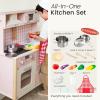 Tiny Land Kids Kitchen Playset, Height Adjustable Wooden Play Kitchen Set w/Real Lights & Sounds, 18 Pcs Toy Food & Cookware Accessories, Ideal Role Play Toy Gift for Toddlers Girls Ages 3-8, Pink view 4