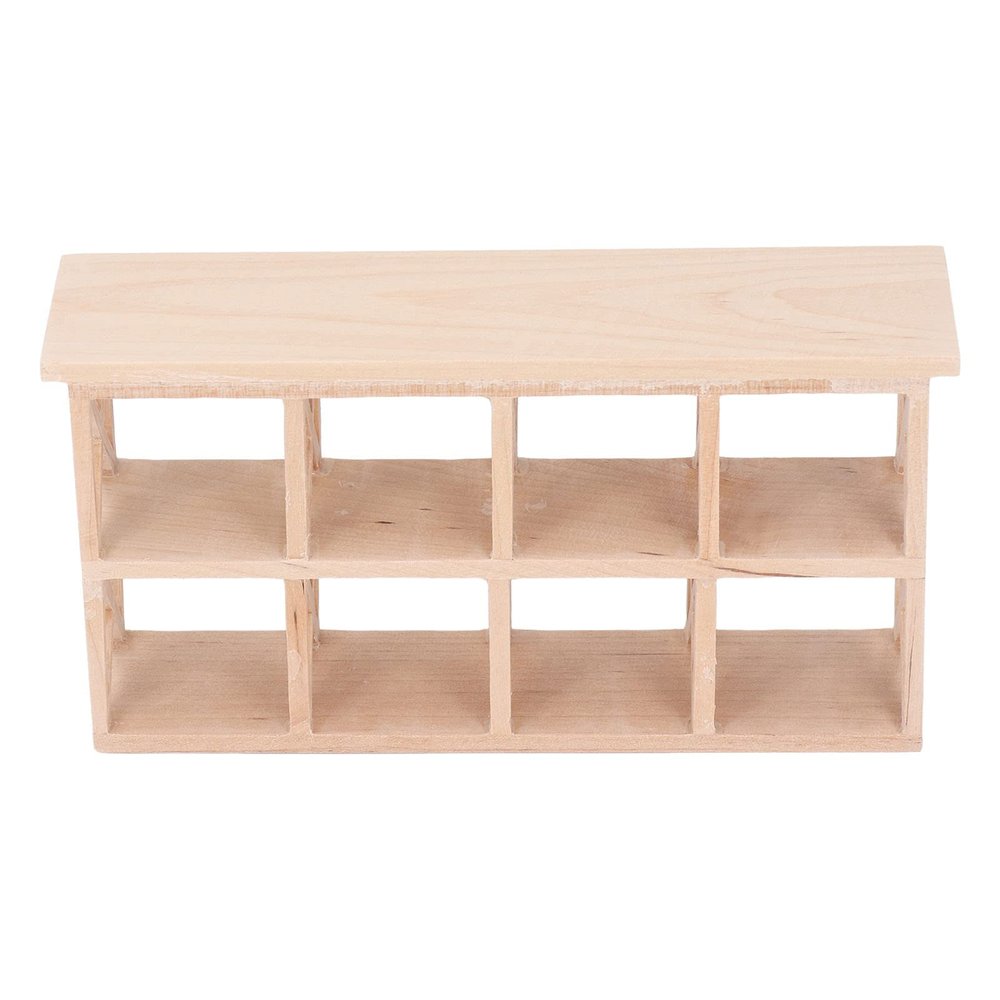 1:12 Scale Dollhouse Wood Storage Rack, Miniature Display Bookshelf with Birch Wood Material, Good for Doll Living Room, Bedroom, Study, Cute Decor or Ornament