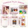 Costzon Kids Kitchen Playset, Wooden Pretend Play Kitchen with Ice Maker, Telephone, Range Hood, Stoves, Sink, Oven, Dessert Table & Accessories, Toy Kitchen Set with Lights & Sounds, Gift for Ages 3+ view 4