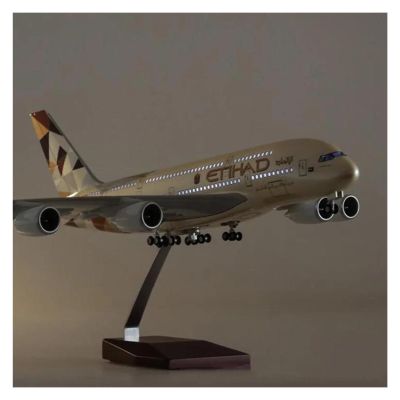 Scale Aircraft 50.5CM 1/160 for 380 A380 ETIHAD Airline Model Diecast Plastic Resin Plane Model Passenger Aircraft Model Suitable for Display(with Light)