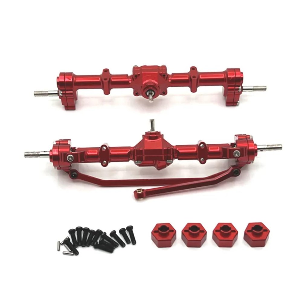 for MN168 1/12 RC Car Upgrade Parts Accessories Metal Front and Rear Portal Axle 12mm Wheel Hex Adapter RC Upgrade Accessories(Red)