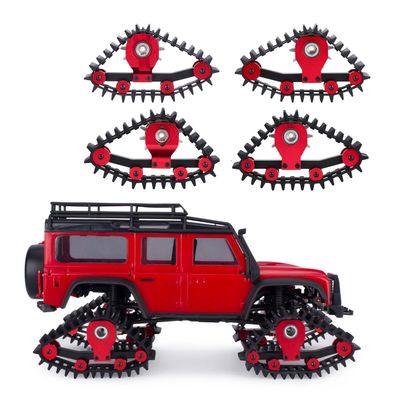 XinGeeek 4PCS TRX4M Snow Tires,Snow Tracks Tires Wheels for Traxxas 1/18 TRX4M RC Crawler Car Upgrades Part (Red)