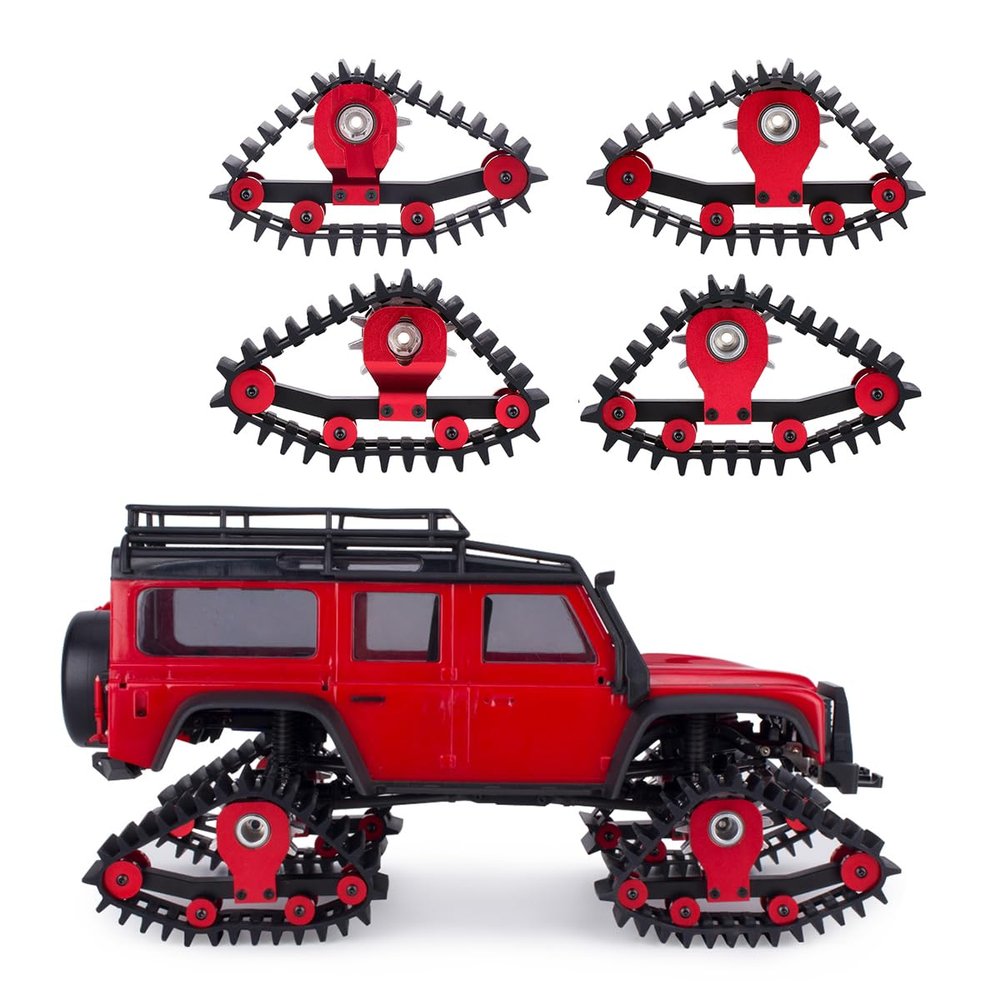 XinGeeek 4PCS TRX4M Snow Tires,Snow Tracks Tires Wheels for Traxxas 1/18 TRX4M RC Crawler Car Upgrades Part (Red)