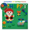 MIMAX Customize Building Block Wall, 470+ PCS Activity Wall Mount Toys Bricks with Self Adhesive Baseplate 9PCS (10"x10") for All Major Brands, Art Build On Table Wall, Green view 2