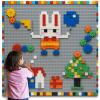 MIMAX Customize Building Block Wall, 470+ PCS Activity Wall Mount Toys Bricks with Self Adhesive Baseplate 9PCS (10"x10") for All Major Brands, Art Build On Table Wall, Gray view 1