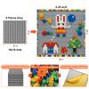 MIMAX Customize Building Block Wall, 470+ PCS Activity Wall Mount Toys Bricks with Self Adhesive Baseplate 9PCS (10"x10") for All Major Brands, Art Build On Table Wall, Gray view 3
