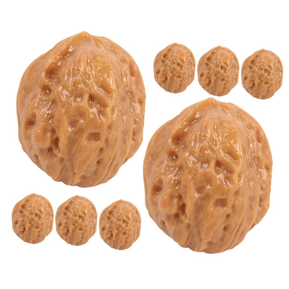 Zerodeko 8pcs Artificial Nuts Decorations Walnut Model Faux Nut Models for Restaurant Home Decor