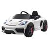 12V Ride on Car Licensed Porsche 718, Kids Electric Car with Remote Control, Front/Rear LED Light, Radio, USB/AUX, Openable Doors, Suspension Function, Durable Tires (White) view 1