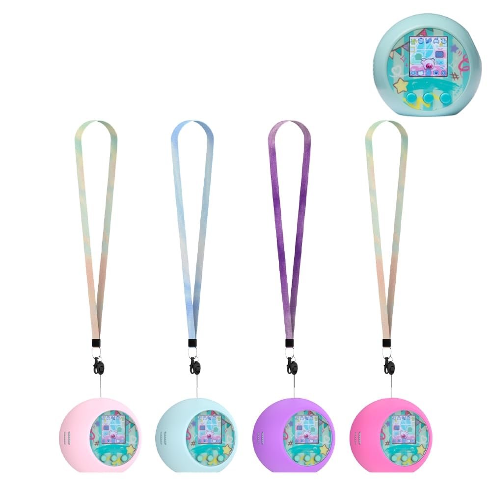 Hesupy Silicone Protective Case for Punirunes Interactive Digital Toy, Cute Skin Cover Sleeve with Neck Lanyard Easy Carry for Punirunes Electronic Pets Machine Anti-Scratch Protection (Pink)