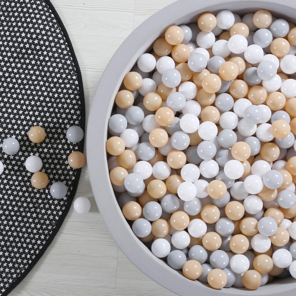 GOGOSO Ball Pit Balls for Toddlers Kids Plastic Balls for Ball-Pit Playpen Pool Baby Play Pastel BPA-Free Non Toxic Play Pastel Crush Proof Bal Beige Light Gray White 500pcs