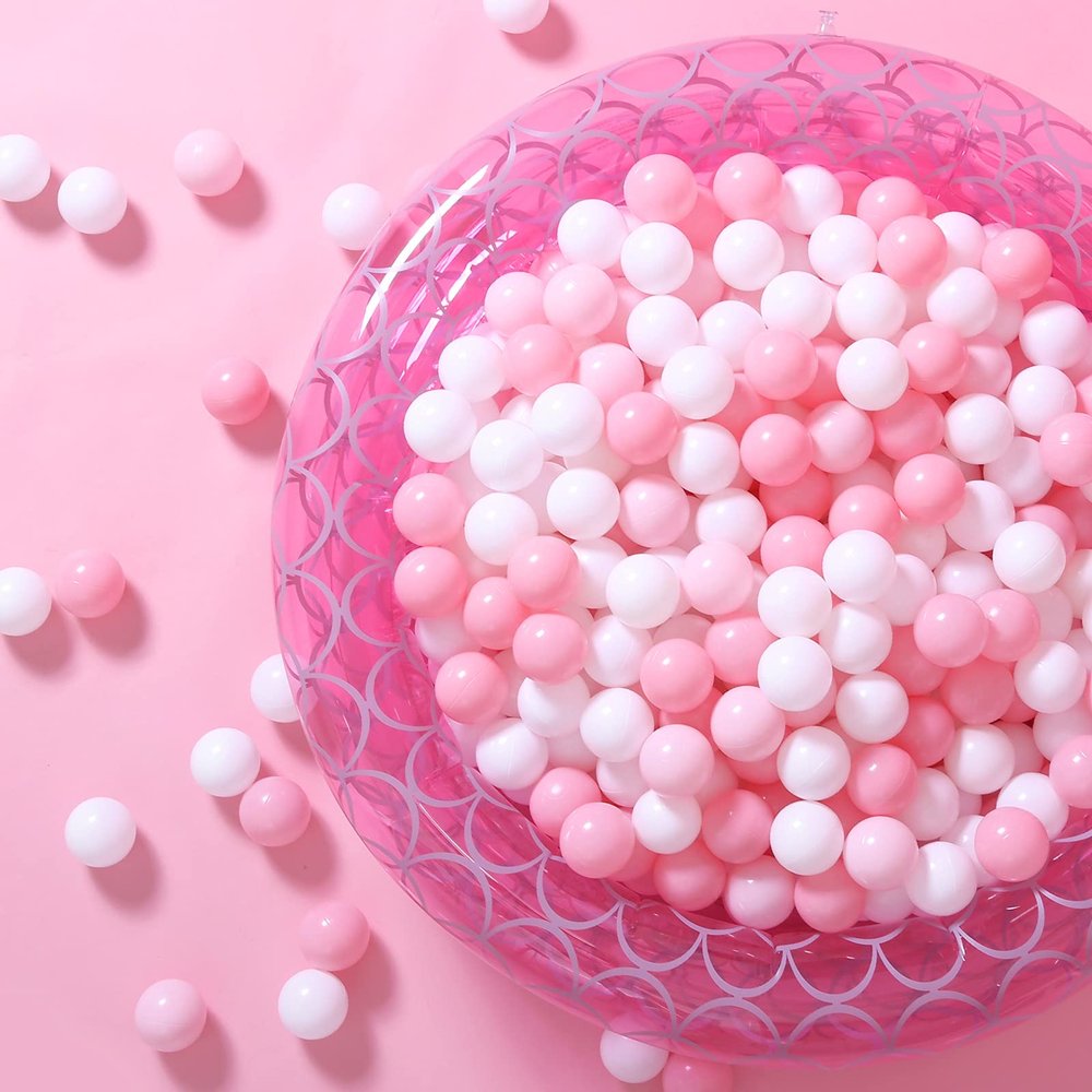 GOGOSO Ball Pit Balls for Toddlers Kids Plastic Balls for Ball-Pit Playpen Pool Baby Play Pastel BPA-Free Non Toxic Play Pastel Crush Proof Bal Pink Light Pink White 200pcs