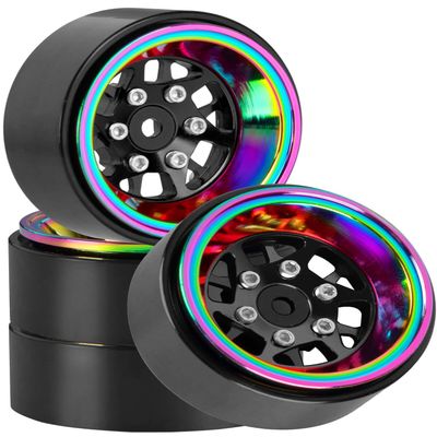 BRCatWPark RC 1.3 Beadlock Wheel Rims for 1/18 TRX4M 1/24 SCX24 RC Crawler Car,Aluminum Alloy Beadlock Wheel Rim Hub,4Pcs RC Off Road Buggy Rally Truck Car Wheels Rims,Black