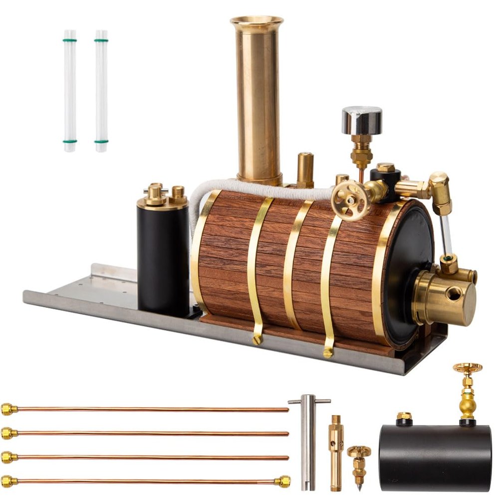 ENGINEDIY Steam Engine Kit 200ml Steam Boiler Model for Single/Double/Triple-Cylinder Steam Engines Model Boats Mechanical Gift for Steam Model Enthusiasts & Collectors