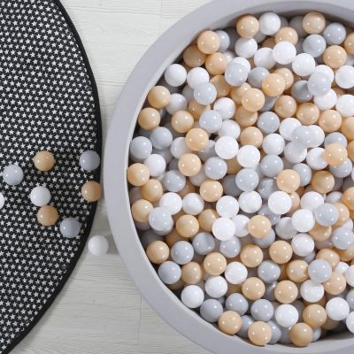 GOGOSO Ball Pit Balls for Toddlers Kids Plastic Balls for Ball-Pit Playpen Pool Baby Play Pastel BPA-Free Non Toxic Play Pastel Crush Proof Bal Beige Light Gray White 200pcs