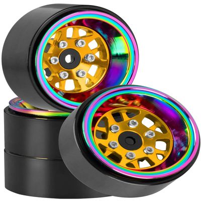 BRCatWPark RC 1.3 Beadlock Wheel Rims for 1/18 TRX4M 1/24 SCX24 RC Crawler Car,Aluminum Alloy Beadlock Wheel Rim Hub,4Pcs RC Off Road Buggy Rally Truck Car Wheels Rims,Yellow