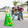 2 Pack Kids at Play Safety Signs for Street, Children at Play Safety Signs with Reflective Tape 17.5" Height Double-Sided Easier to Identify, Slow Down Kids at Play Sign for Street Neighborhoods Community(Green) view 2
