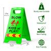 2 Pack Kids at Play Safety Signs for Street, Children at Play Safety Signs with Reflective Tape 17.5" Height Double-Sided Easier to Identify, Slow Down Kids at Play Sign for Street Neighborhoods Community(Green) view 3