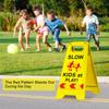 2 Pack Kids at Play Safety Signs for Street, Children at Play Safety Signs with Reflective Tape 17.5" Height Double-Sided Easier to Identify, Slow Down Kids at Play Sign for Street Neighborhoods Community(Yellow) view 2