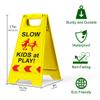 2 Pack Kids at Play Safety Signs for Street, Children at Play Safety Signs with Reflective Tape 17.5" Height Double-Sided Easier to Identify, Slow Down Kids at Play Sign for Street Neighborhoods Community(Yellow) view 3