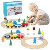 33Pcs Magnetic Wooden Train Set - Expandable Tracks Fit Thomas Brio - Educational Toy Fosters Imagination, Creativity, Logical Thinking, Ideal Birthday for Toddlers Kids Ages 3-6 view 1