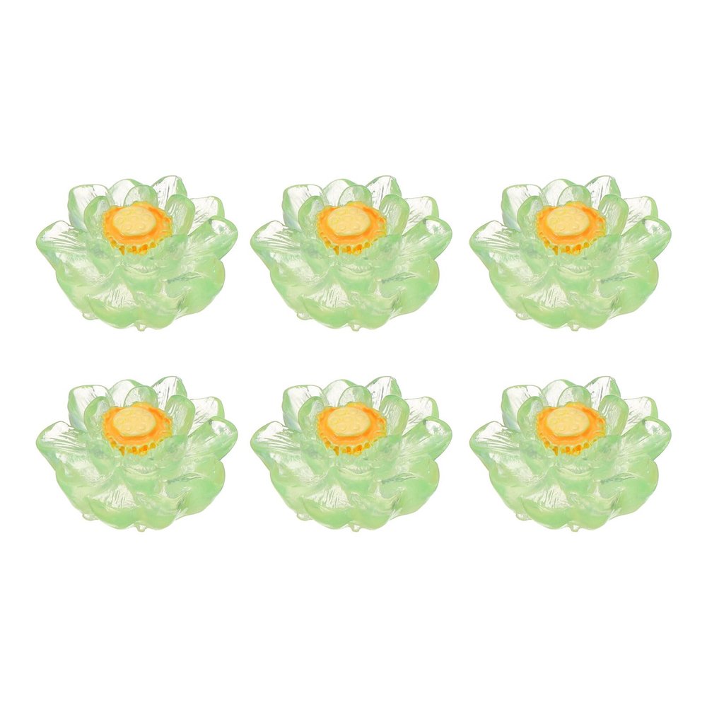 CoCud Mini Resin Flower, 0.94" Diameter, Miniature Tiny Lotus Dollhouse Transparent Green - (Applications: for Fairy Garden Dollhouse Decorations Party Favors Micro Landscaping) 6-Pieces