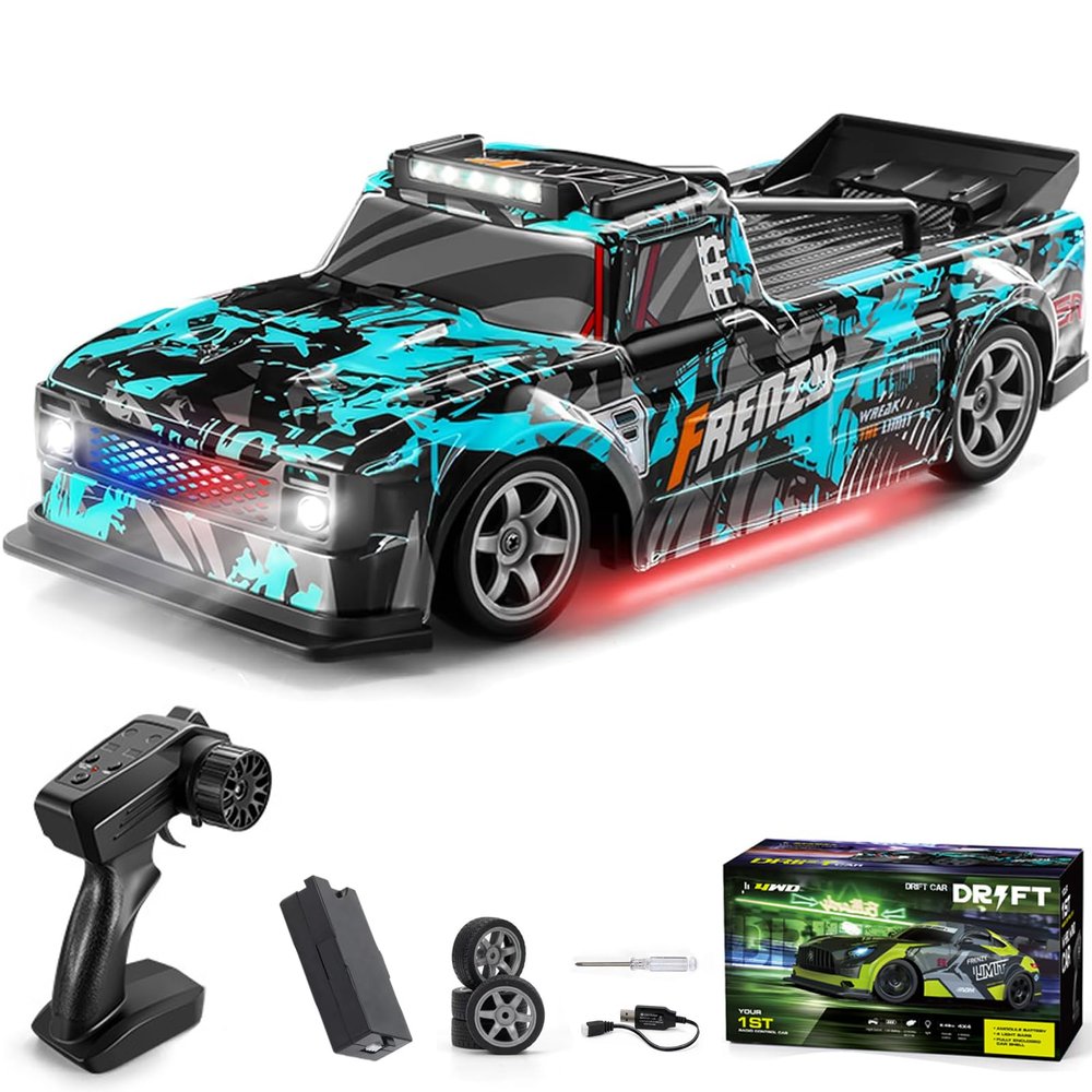 Authticar RC Drift Car, 1:16 Scale Pickup, 25KM/H High Speed Remote Control Car, with LED Lights Extra Tires 4WD Drift RC Truck for Adults and Teen