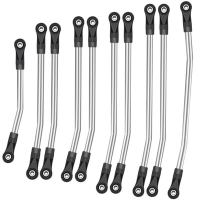 313mm/324mm Metal Link Set Linkage Steering Rod with Nylon End Kit for 1/10 RC Crawler Car Compliable with Axial SCX10 SCX10II 90046 (324mm)