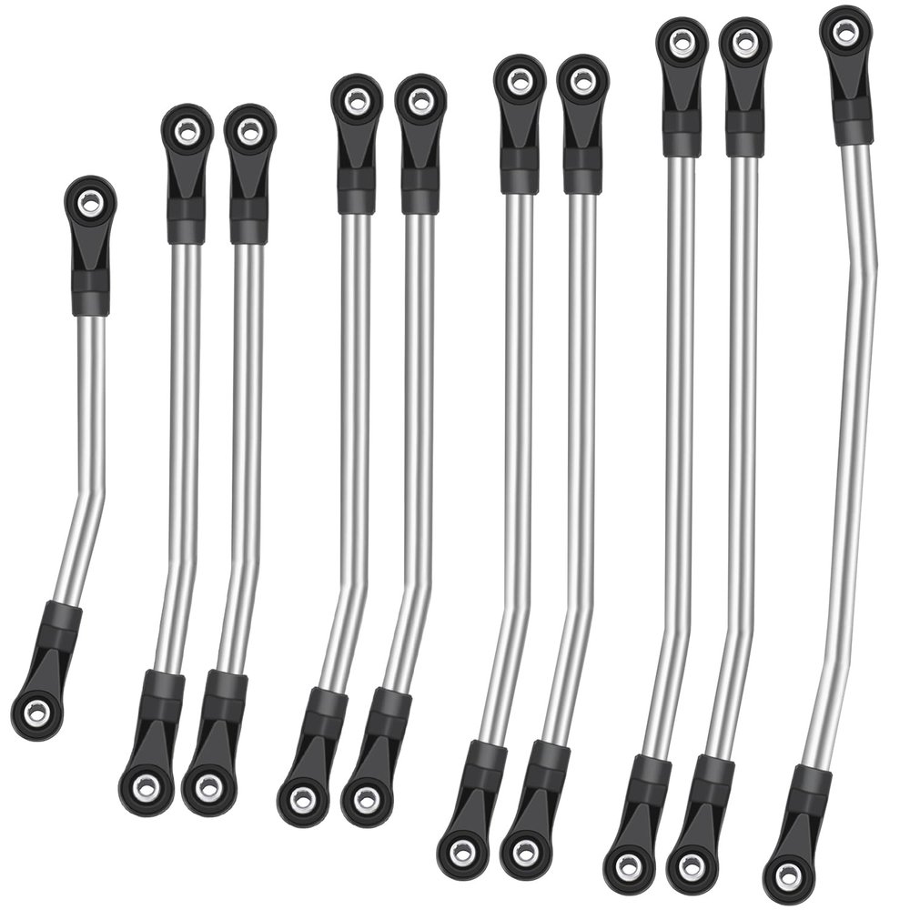 313mm/324mm Metal Link Set Linkage Steering Rod with Nylon End Kit for 1/10 RC Crawler Car Compliable with Axial SCX10 SCX10II 90046 (324mm)