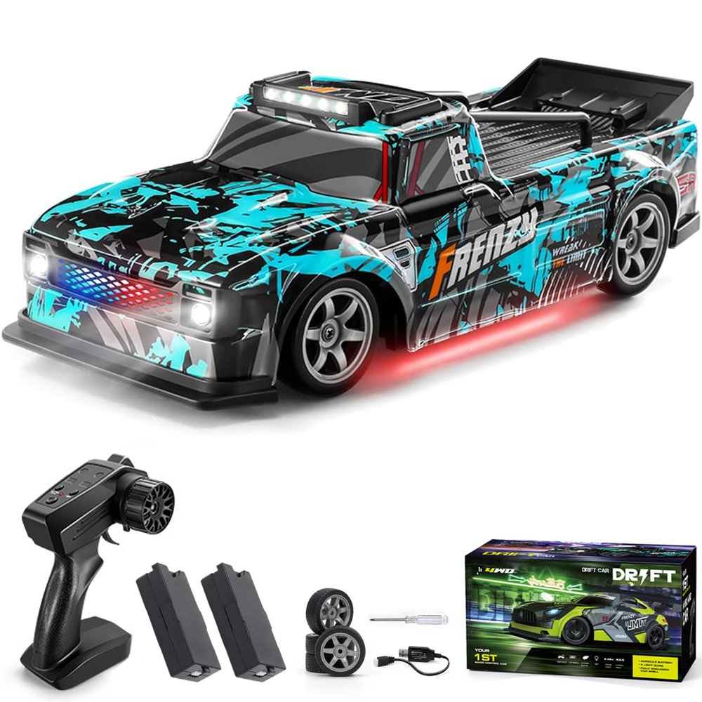 Authticar RC Drift Car, 1:16 Scale Pickup, 25KM/H High Speed Remote Control Car, with LED Lights Extra Tires 4WD Drift RC Truck for Adults and Teen