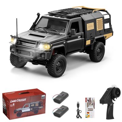 Authticar RC Crawler, 1:12 Scale MN82 New Upgrades MN82S Travel Version RC Crawler, 4WD LC79 Land Cruiser Rock Crawler with Lights, Speed Adjustment, Crane, Tires, Suitcase for Teens Adults (Black)
