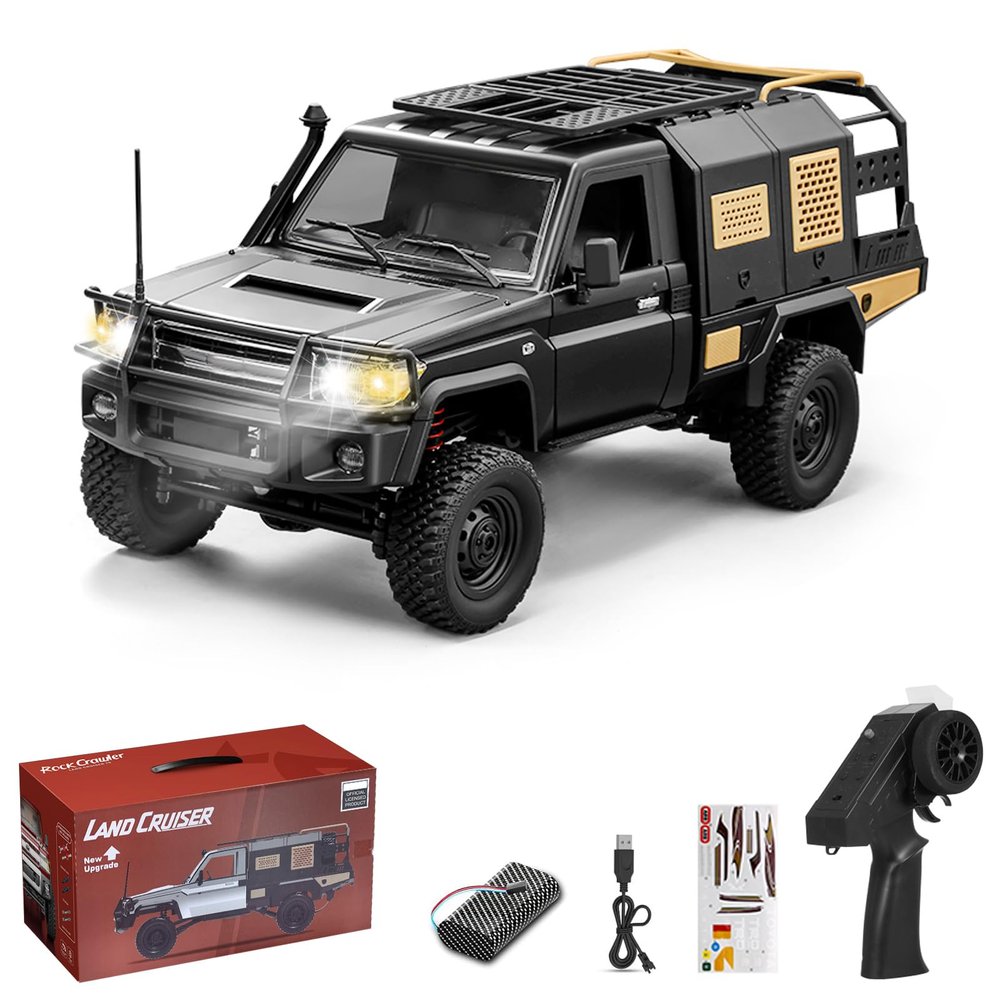Authticar RC Crawler, 1/12 LC79 RC Rock Crawler, MN-82S New Upgrades Land Cruiser Remote Control Pickup Off Road RTR 2.4GHz Remote Control Rock Truck Car with Controllable Headlights DIY Customization