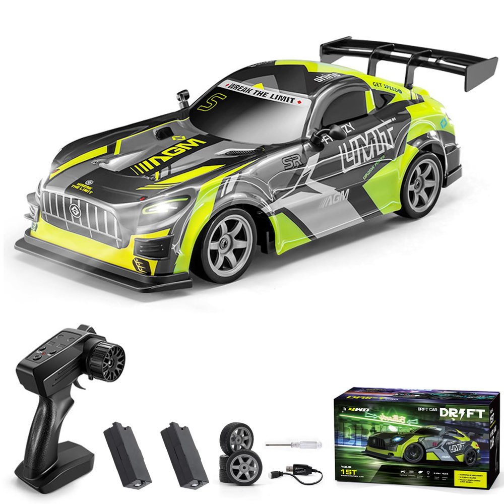 Authticar Remote Control Car, 2.4GHz 1:16 Scale 4WD Drift Vehicle with LED Lights and 2 Rechargeable Batteries, Electric Car Toy Gifts for s s Teen