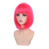 DUDUWIG Kid Hot Pink Wig Girls Short Rose Red Straight Wig Child Neon Pink Wigs with Bangs Hairnet Include view 2