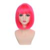 DUDUWIG Kid Hot Pink Wig Girls Short Rose Red Straight Wig Child Neon Pink Wigs with Bangs Hairnet Include view 3