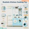 EROMMY Wooden Play Kitchen, Kids Kitchen Playset Kids Cooking Pretend Play Set, Toddler Kitchen with 29 Pcs Toy Food & Cookware Accessories, Interactive Pretend Play Kitchen for Boys and Girls, Blue view 3