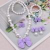 BAOBAOJOY Princess Jewelry for Little Girls, Handmade Bow Pearl Kids Jewelry Set, Stretch Necklace Bracelets Rings and Clip on Earrings, Perfect for Dress Up, Birthday Parties, Costume Play(Purple) view 3