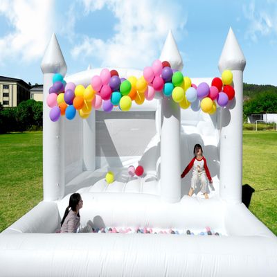13FT Commercial White Bounce House with Ball Pit&Slide, 100% PVC Inflatable Bounce House for Adults Kids, Adult Bounce House with Blower, Wedding House Outdoor Party, 13x13x10FT